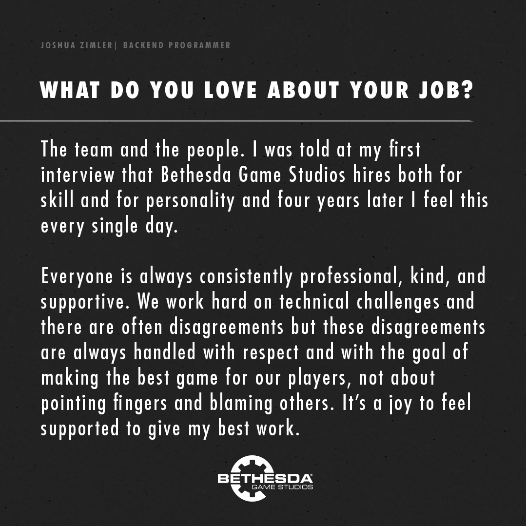 Bethesda Game Studios on Twitter "Joshua works at Bethesda Game