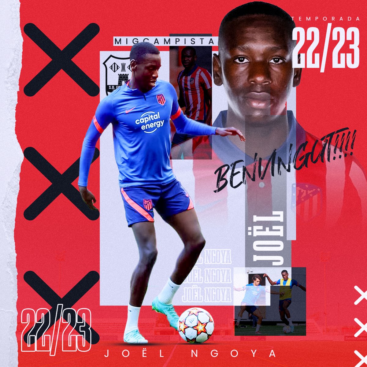 sdformentera's tweet photo. 📄 OFICIAL | El club @Atleti cedeix un jugador al Formentera el darrer dia de mercat d'estiu.

➡️ Es tracta de Joël Ngoya 🇫🇷, migcampista de 20 anys, amb bon nivell tècnic i presència física.

🏝️ Benvingut a l'illa i molta sort, Joël ❤️🖤! https://t.co/oshYkEYAJH