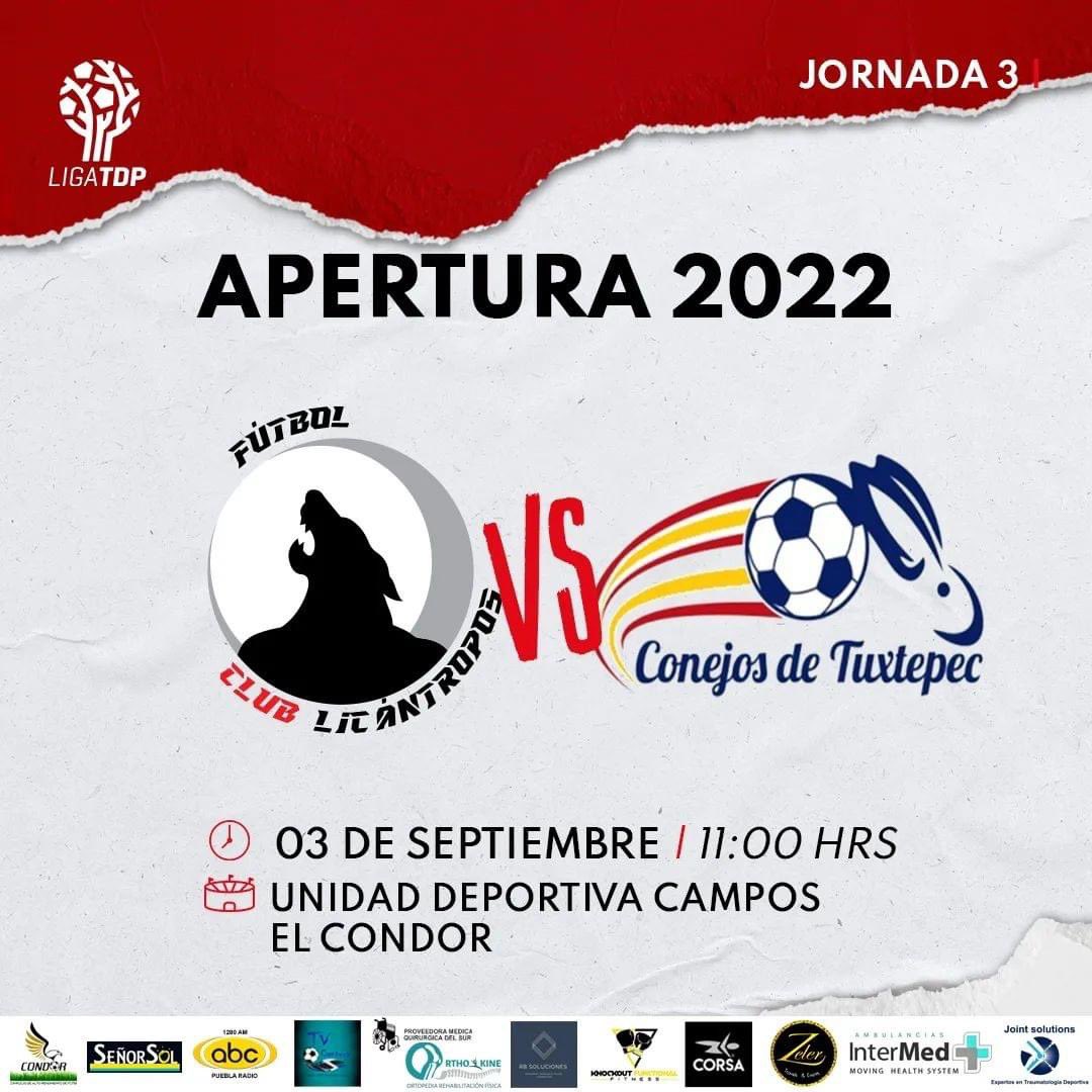 En casa por fin 🙏🏽🤩
Este sábado recibimos a “conejos de Tuxtepec” en la jornada 3 de la <a href="/LigaTDP/">Liga TDP</a>, después del empate de la semana pasada buscaremos los 3 pts y hacernos fuertes en casa, los esperamos en punto de la 11 am en nuestra casa “el cóndor” 
#SomosLicantropos