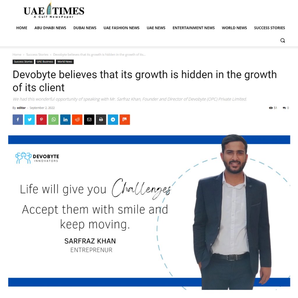 devobyte's tweet photo. Thanks UAE Times Team for publishing about us on your platform.

https://t.co/oBgTqw7WnK 

#PressRelase #UAETimes #NewsCoverage #Devobyte https://t.co/WmWRNgcESH