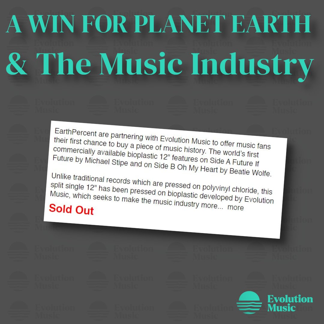 EvolutionMusiLP's tweet photo. Good News For The Weekend!!!
The world's very first BioplasticLP launched yesterday Friday the 2nd of September 2022 and SOLD OUT within 6 hours of release.
It is a small win for the planet, but it is a gigantic win for the music industry.
#nomusiconadeadplanet #Evolutionmusic https://t.co/xnx8FEjc82