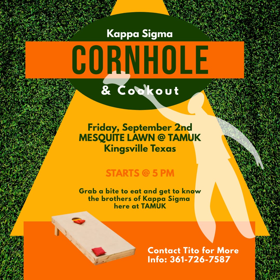 We're hosting our first rush event of the semester this afternoon, so stop by to play a few games of corn hole and get to know the brothers while enjoying some BBQ! #RushKappaSig #JavelinaNation