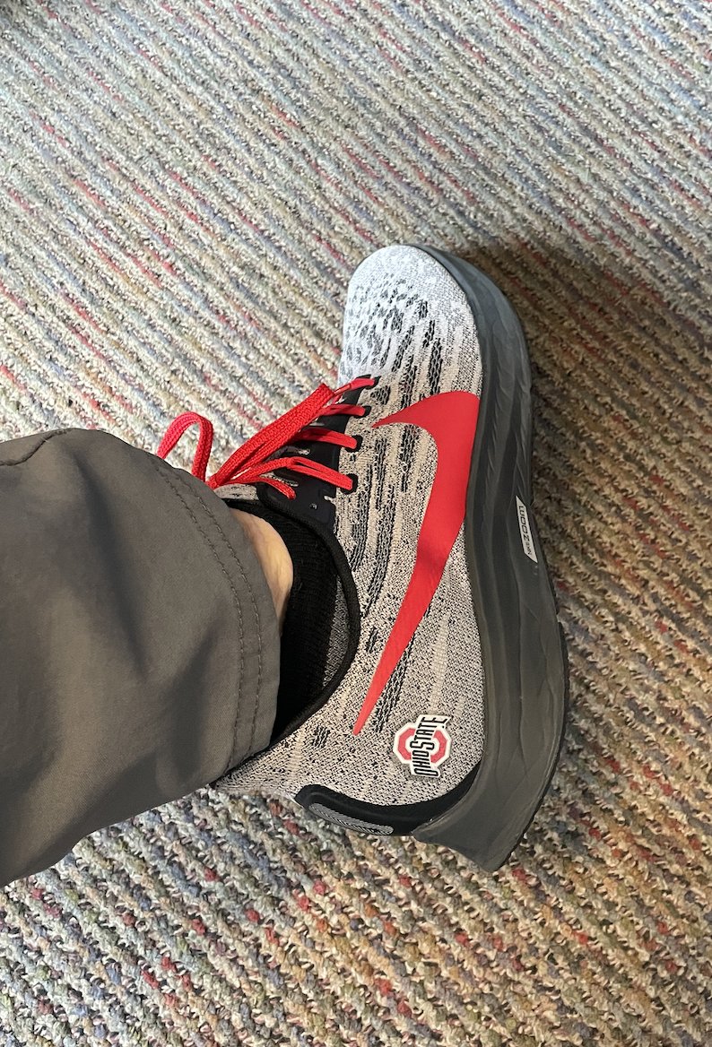 GarthHolman's tweet photo. 7th Grader just called me "drippy" during class. Student teacher had to explain to me that means I am fashionable. It must be the shoes! #buckeyes #holmanclass https://t.co/qC1s5fka7t