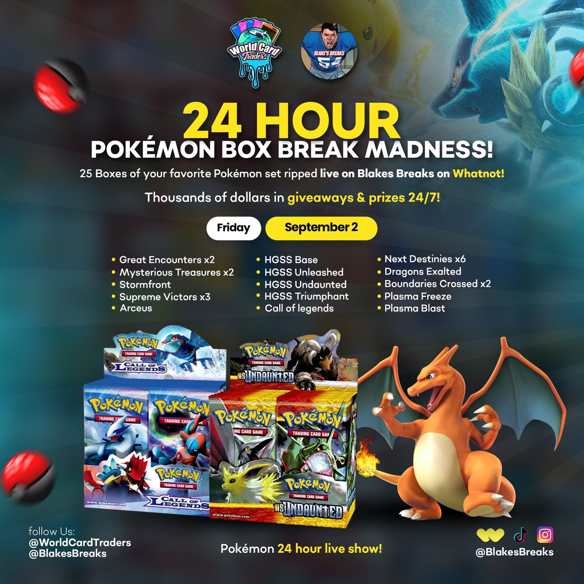 RogerCaneda's tweet image. 25 Boxes, 24 Hours, Free Giveaways! 🚀🎁

$150,000 Box Break Madness live on @Whatnot at 5pm est tonight! 🤯

#Pokemon #pokemoncards #pokemoncompany #wotc #pokemongiveaway #pokemoncommunity #pokemonvintagepacks #pokemontcg #tcg #CardShop #pokemoncardsforsale #PokemonShow