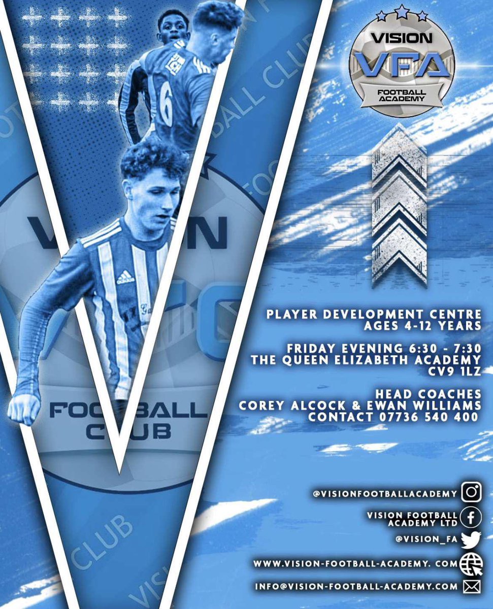 Vision_FA's tweet image. 🌟 NEW ATHERSTONE PLAYER DEVELOPMENT CENTRE 🌟

We are really excited to be opening a brand new player development centre based in Atherstone starting on Friday October 7th 

This session is aimed at children aged 4-12 and is a great way to access high quality coaching