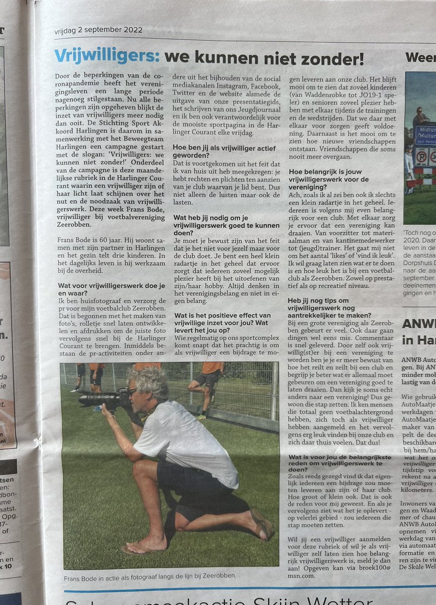 “Het gaat mij niet om de likes”, zegt onze huisfotograaf <a href="/fransbode/">GOGGLE 🕊</a> vandaag in een mooi stuk in de <a href="/hacourant/">Harlinger Courant</a> 
Wat ons betreft breken we -als ode aan zijn tomeloze inzet voor onze club- met die stellingname.
Dus: massaal liken maar!!! 💚🤍💚