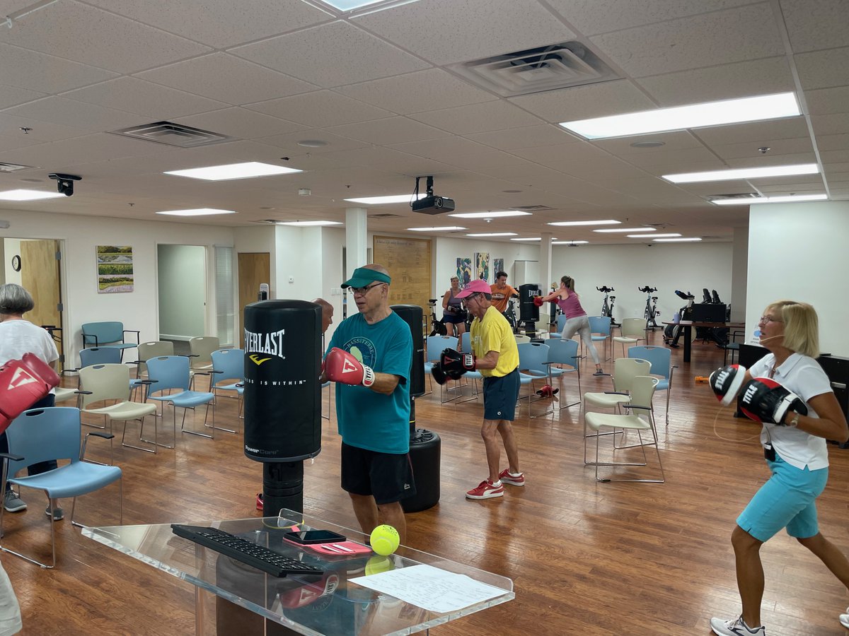 Its day one for our new Rock Steady Boxing instructor. If you are not here you are missing out on a great high energy workout that is going to... knock your socks off!
We hope that you will take the time to join her for the next class here at Parkinson Place Center.