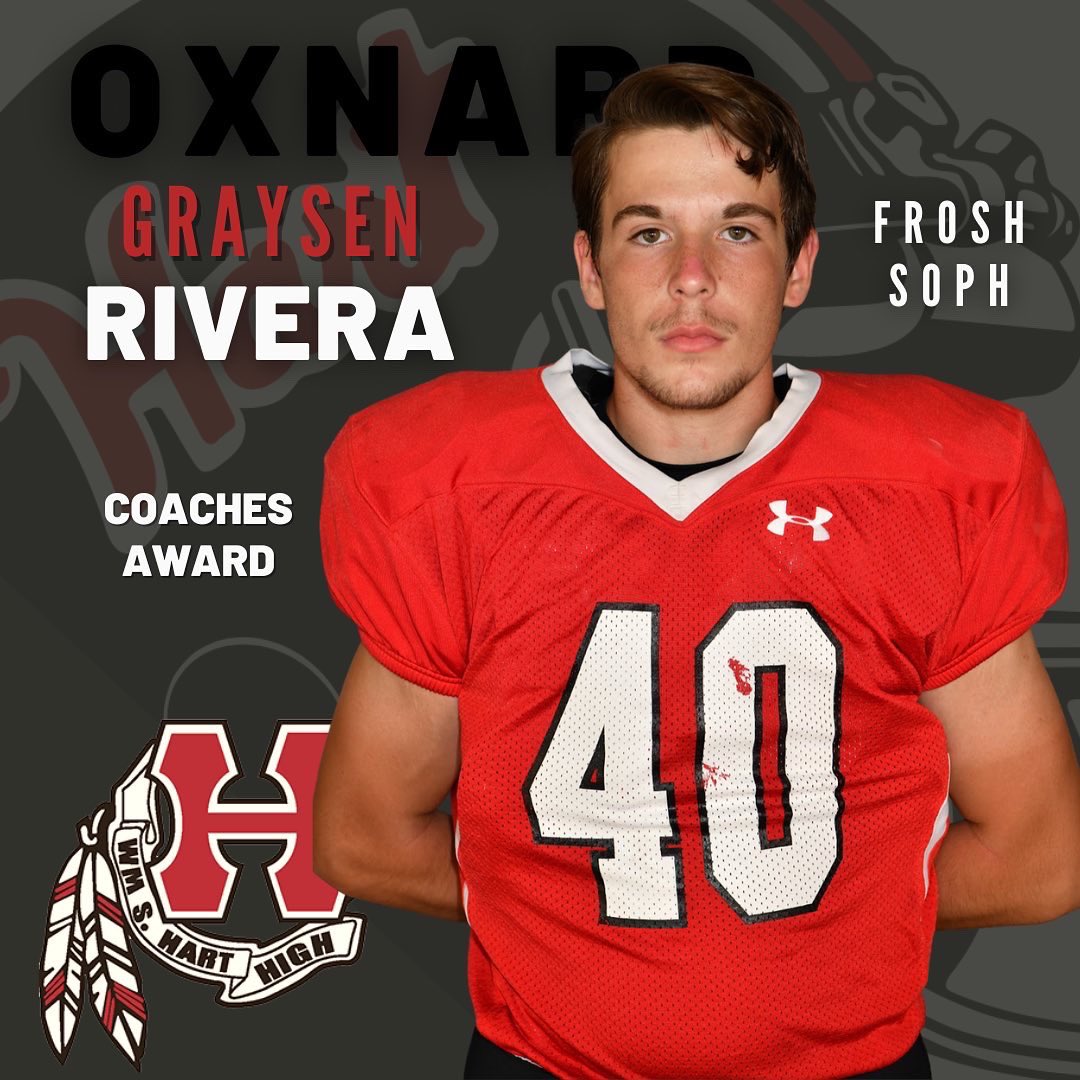 HartHSFootball's tweet photo. Congrats to our FR/S Players of the Week at Oxnard 🙌❤️🖤 And big ups for last night’s 30-8 win over Fillmore! 🔥 Great work, Team! GO HART!!

@Hart_Athletics @HartHigh 

#hartindiansfootball #hartfootball #alivewithpride #playeroftheweek https://t.co/U7Pzsv3b0O