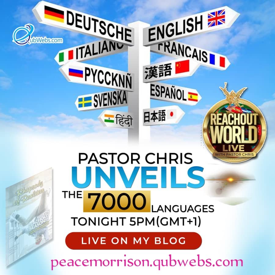 _peacemorrison's tweet photo. Join 7 billion people to participate in the ReachOut World LIVE with Pastor Chris!
Visit my blog to participate.
https://t.co/opsXd9U7Hu
#ROWLPC #QUBWEBS #RhapsodyofRealities
#ReachOutWorldLivewithPastorChris #PastorChrisLive https://t.co/olxBXUJTzN