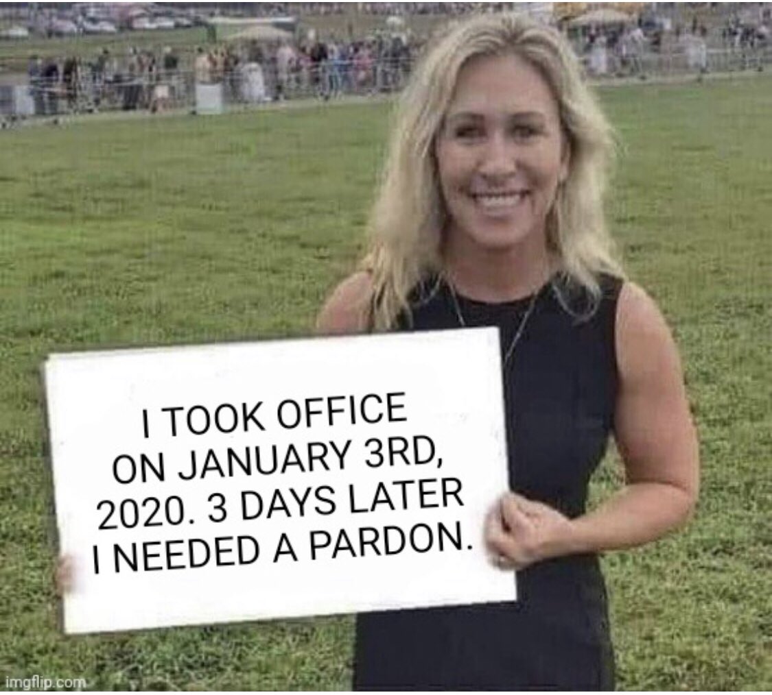3SidecarsPlz's tweet photo. @OccupyDemocrats Why did Marjorie Taylor Greene ask for a pardon?🤔
#MAGAMORONS #MAGAFascists
#MarjorieTaylorGreeneIsTRASH https://t.co/4GAY227Iif