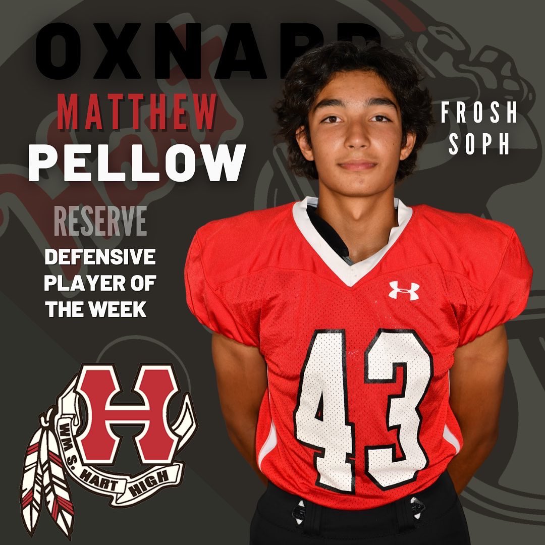 HartHSFootball's tweet photo. Congrats to our FR/S RESERVE Players of the Week at Oxnard

@Hart_Athletics @HartHigh 

#hartindiansfootball #hartfootball #alivewithpride #playeroftheweek https://t.co/4d4c0cnX4P