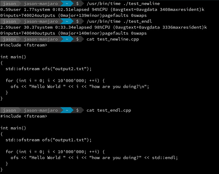 lefticus's tweet image. Breaking!
Replacing endl with '\n' can have a >10x performance improvement when writing to files!
Even with the overhead of using iostreams!