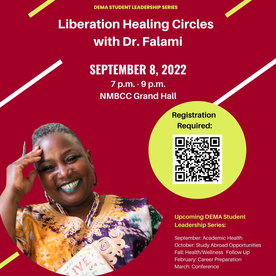 Come be a part of the DEMA Student Leadership Series featuring Dr. Falami.  This portion of the series will be focusing on Academic Health and Self Care.  Register Now and get started on focusing on All about You.