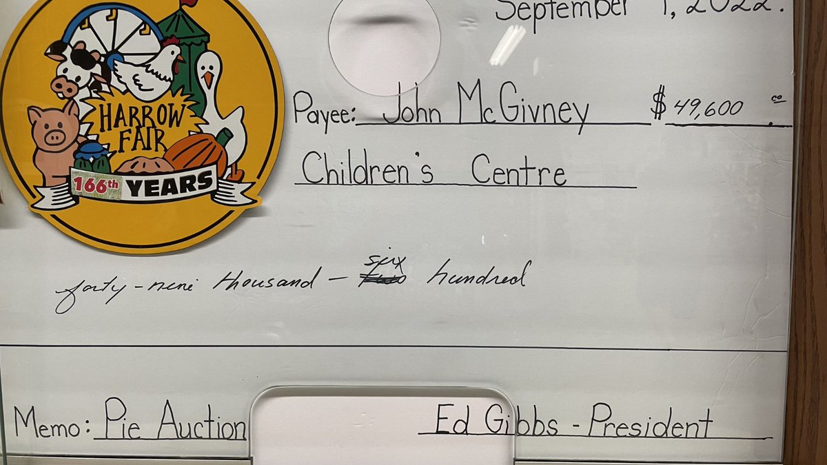 JMCCentre's tweet photo. Oh what a night at the @FairHarrow! This year's #PieAuction raised a record $49,600 for JMCC! #ThankYou to the Stannard family, the organizing team, all the volunteers, the generous bidders &amp; the enthusiastic crowd for an amazing night!  #CommunitySupport https://t.co/TMIrdTBFrL