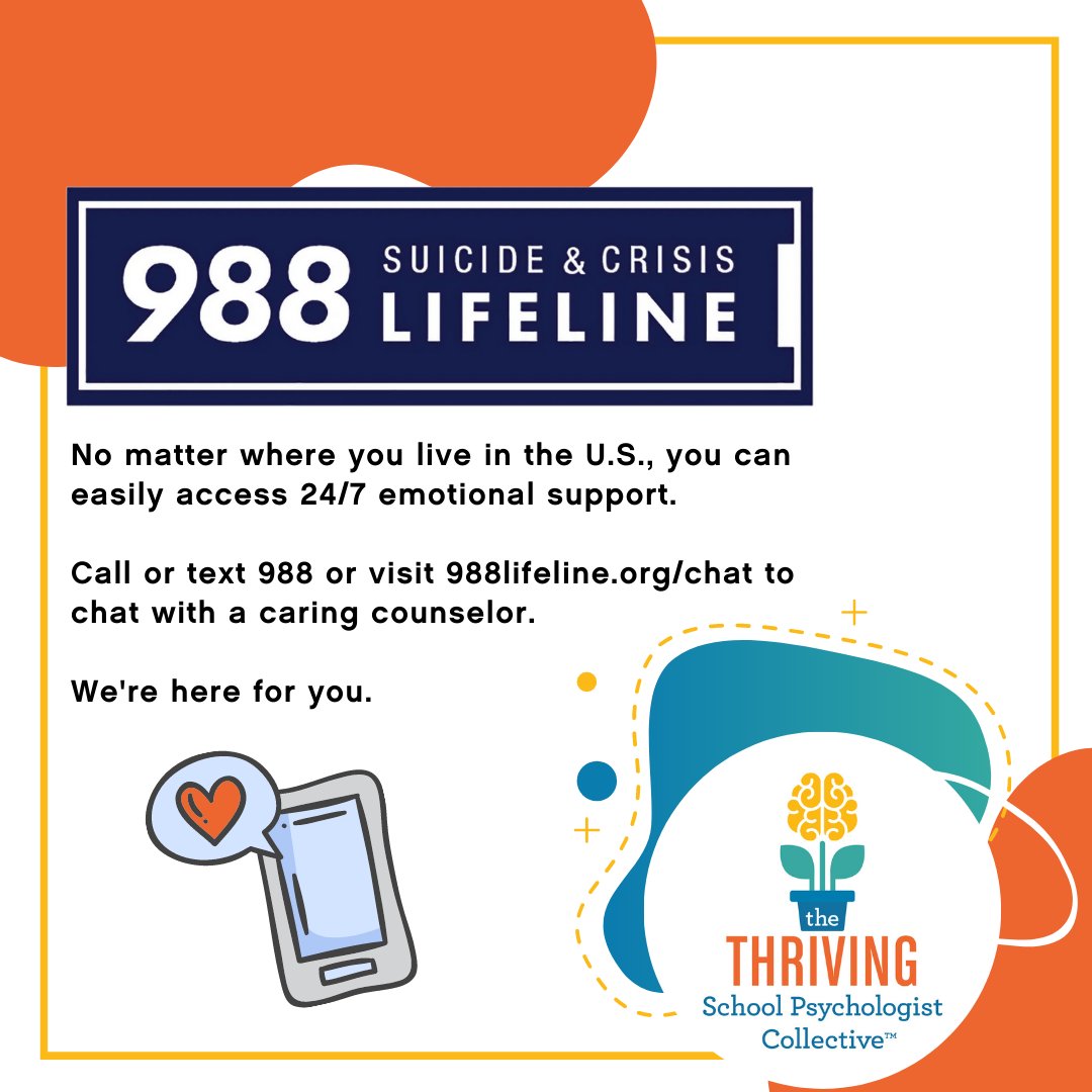 September is #suicidepreventionmonth. School psychologists are available to support kids with their emotional needs during the school day, but if you (or a child you care about) needs emotional support 24/7, they can call or text the Suicide &amp; Crisis Lifeline at 988. <a href="/nasponline/">National Association of School Psychologists</a>