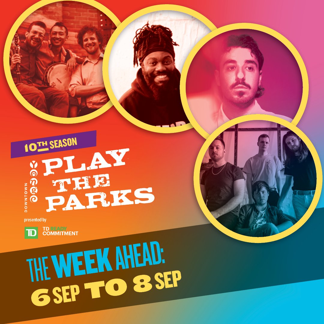 DowntownYonge's tweet photo. We’re in the last couple weeks of  #PlayTheParks so come check out #BLESSED, @ericpunzo_, @LostInJapanBand &amp; #TheWestEndRiverboatBand next week! We’ve also got our final movie night of the season next week – Back To The Future!

Presented by @TD_Canada https://t.co/TLD4dtAaIk