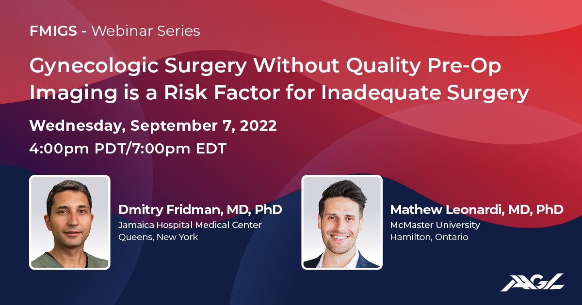 Honored to be working again with an excellent speaker @MathewLeonardi during @AAGL discussion of the value of #ultrasound for #gynsurgeon. Please register and share! aagl.zoom.us/webinar/regist… #migs #education