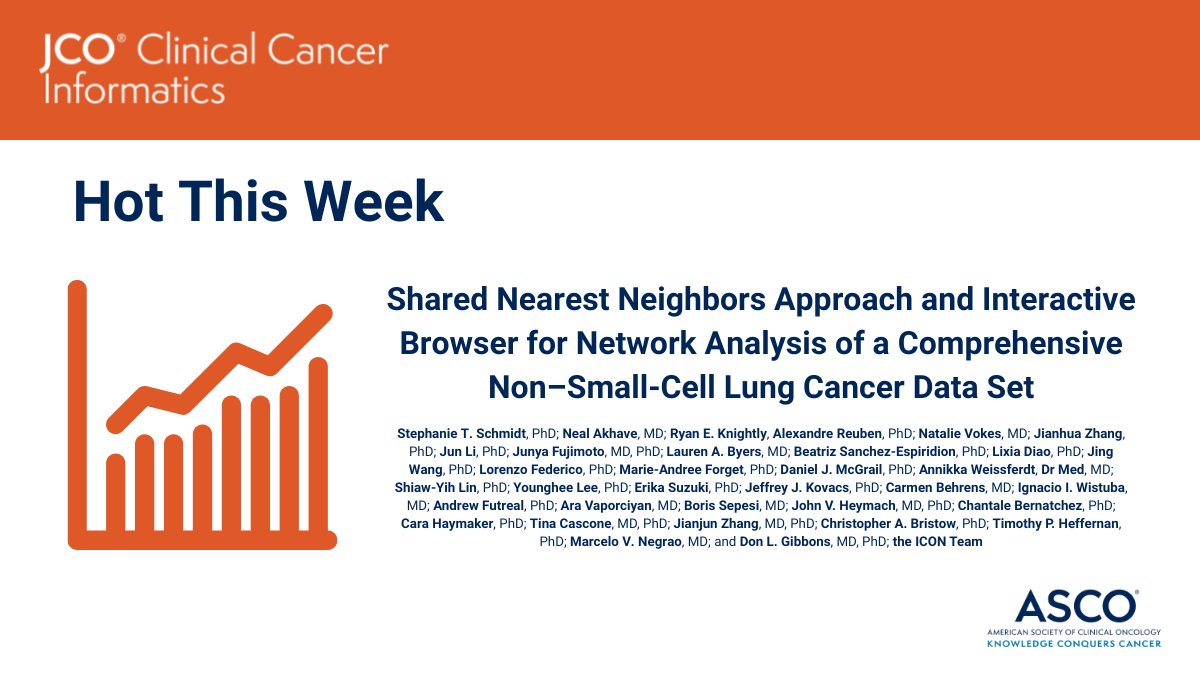 JCOCCI_ASCO's tweet photo. 👀 Check out what’s popular this week in #JCOCCI:

Shared Nearest Neighbors Approach and Interactive Browser for Network Analysis of a Comprehensive Non–Small-Cell #LungCancer Data Set 👉 https://t.co/H71cg3CJ0q @stephanie_sci @mvnegrao #lcsm #datascience #NSCLC https://t.co/lt8WE6xZZT