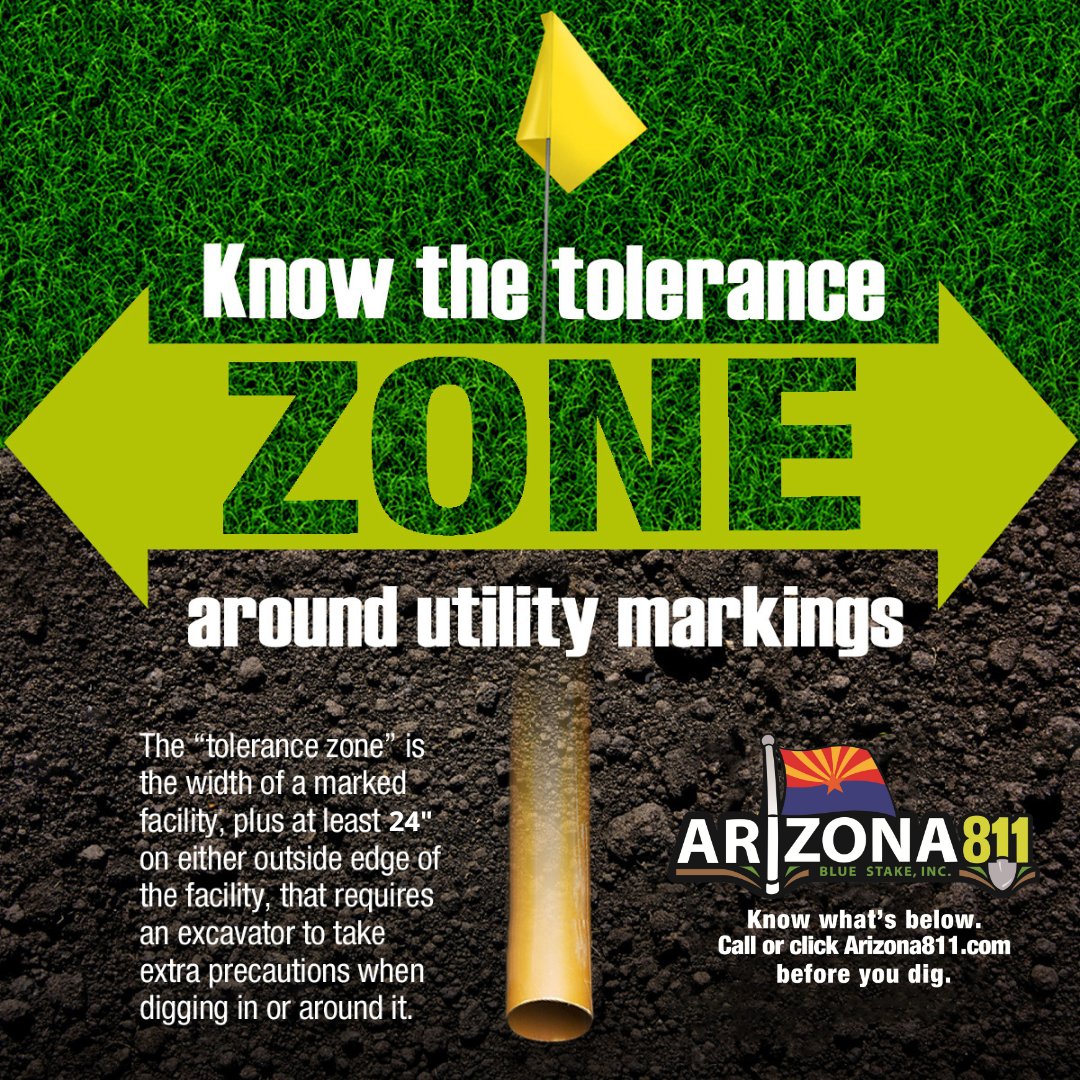 Arizona811's tweet photo. Your safety is our priority. Call Arizona 811 for every digging project.

#az811partner #tolerancezone #knowwhatsbelow #calltodig #contact811 https://t.co/irqnjLIUWS