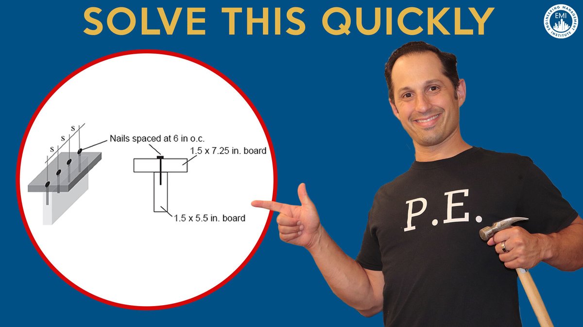 EngMgtInstitute's tweet photo. PE EXAM PREP: FORCE ANALYSIS - Have you seen this week’s Pass the #PEexam post, where we review how to calculate a #forceanalysis problem of a field fabricated floor joist constructed together by nailing together two boards? You can check it out here 👉 https://t.co/4PDP9udj1D https://t.co/7F9XDWEWvg