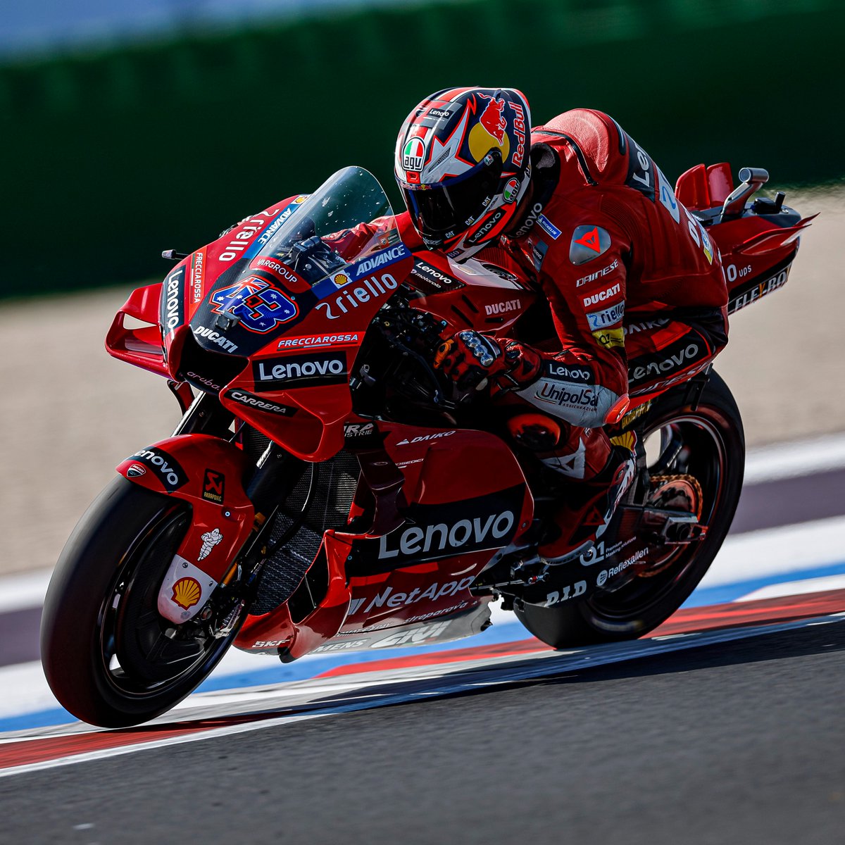 Lenovo's tweet photo. Rain can't stop us! 🌧 With dozens of sensors on each @ducaticorse bike, Lenovo technology is helping engineers prepare for any scenario.

Follow the #DucatiLenovoTeam this weekend for the #SanMarinoGP &amp; watch out for more behind-the-scenes action! 👀