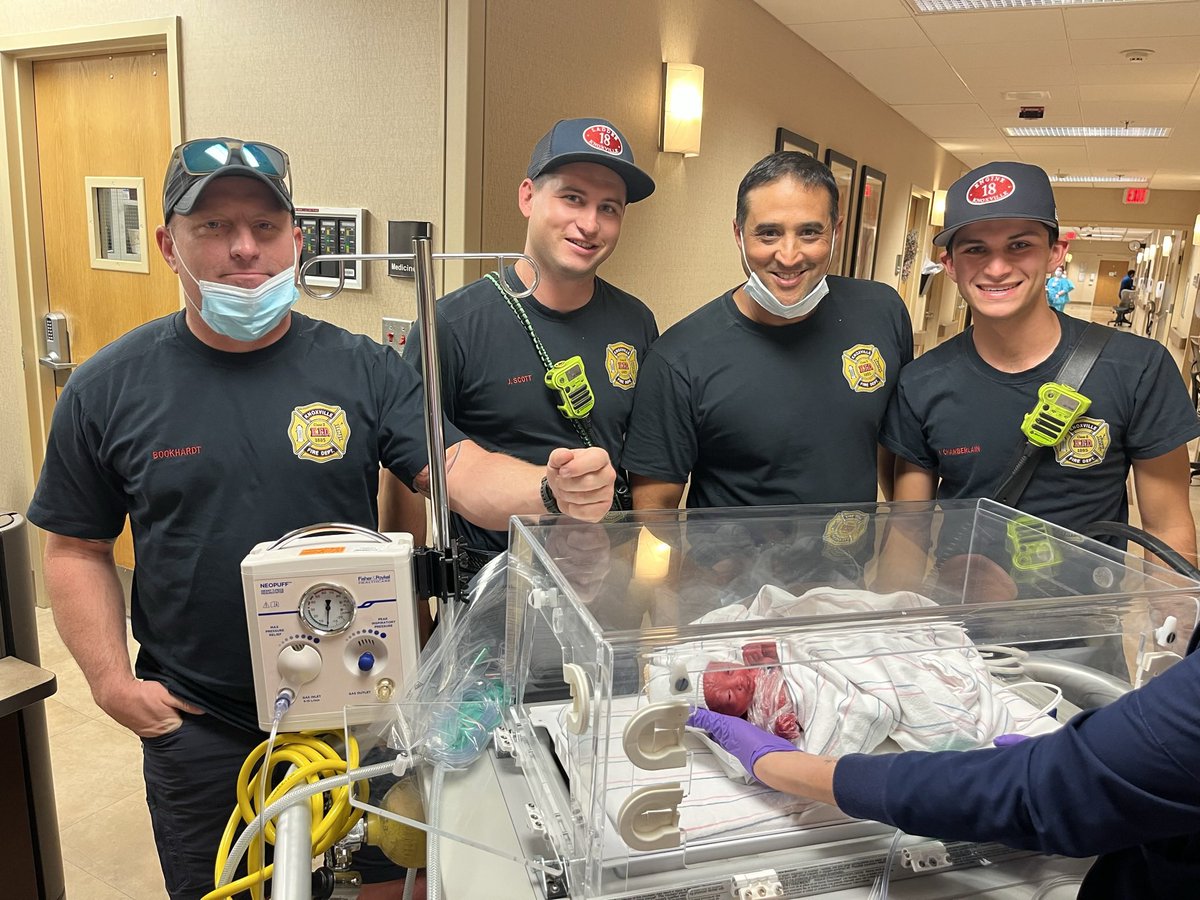KnoxvilleFire's tweet photo. We got to do it again! This little guy decided to show up 2 months early and didn’t really want to give mom and dad any warning. Everyone is doing great! Engine 18 C got to be apart of the event. https://t.co/ZBnB0IBmEZ