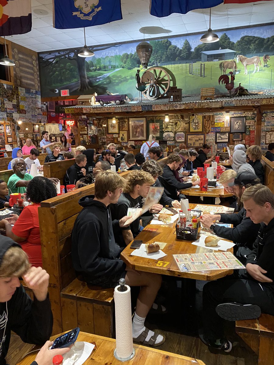 FbuMenssoccer's tweet photo. Little pit stop… soccer players typically aren’t good with their hands, we are about to find out. #throwedrolls https://t.co/NXqyZjcWxJ