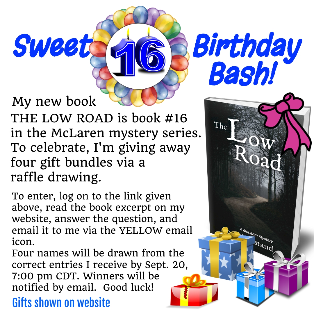 THE LOW ROAD - the 16th McLaren Mystery
16th Birthday Bash giveaway raffle! johiestand.com/16th-birthday-…