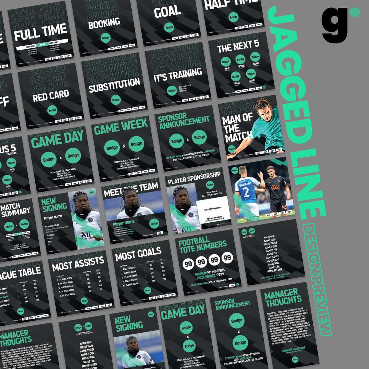 grassrootgfx's tweet photo. Our Jagged Line Design pack is now available🤩
30+ Unique Designs to enhance your Clubs Social Media game💪
Simply drop in your Clubs Logo, Team Colours and Sponsorship at a click of a button🖱️
To purchase this design direct message us today😁
#grassrootgraphics https://t.co/jerujF8ovK