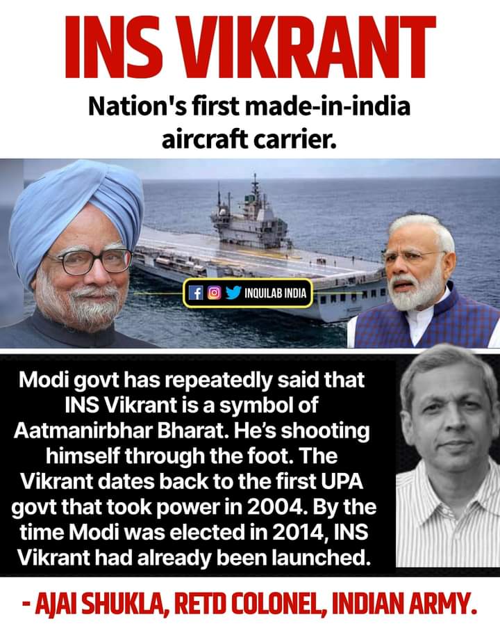 Vignesh_tmv's tweet photo. Thank you Dr Manmohan Singh for making India proud.

#INSVikrant https://t.co/aduep1ws5h