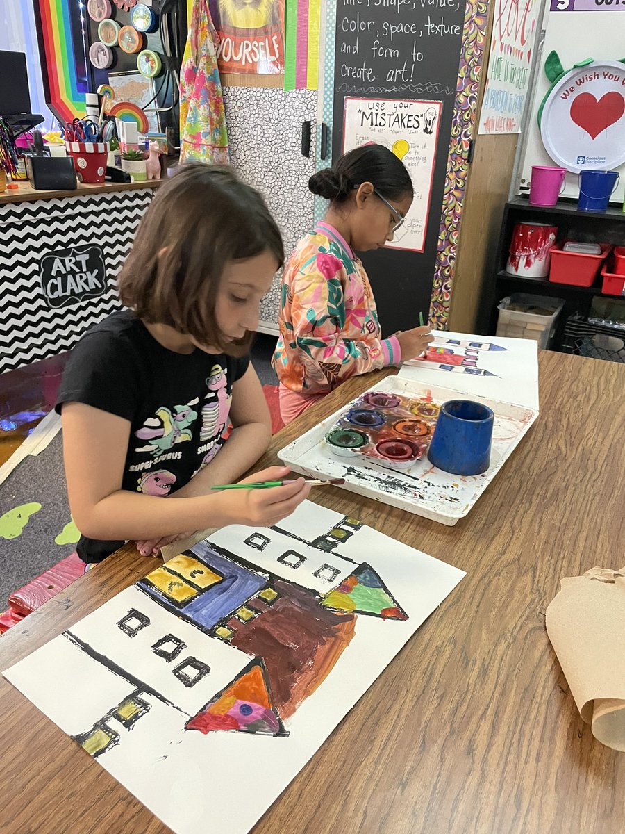 ARTClark3978's tweet photo. Finishing up our castle prints from yesterday by adding the paint @MilamMagnet #teamecisd #ecisdfinearts https://t.co/hFhV6UBy5S