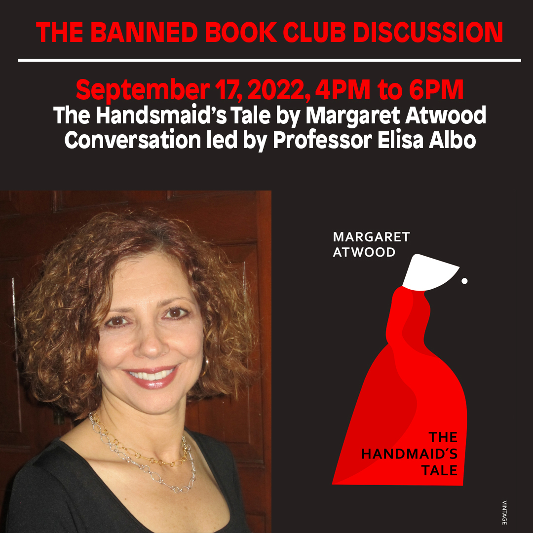 Get your Handsmaid's copy now! Join us September 17 4-6pm for a banned book club discussion on "The Handmaid’s Tale" by Margaret Atwood. The conversation will be led by Elisa Albo, Professor of literature at Broward College. Refreshments will be served :) #BannedBooks