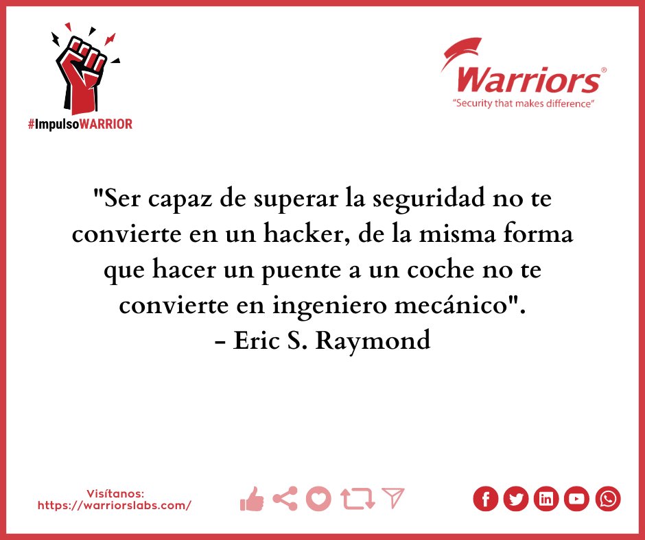 #ImpulsoWARRIOR Síguenos en nuestras redes sociales y en nuestro BLOG warriorsdefender.mx

#cybersecurity  #gestiónempresarial #educación
#BolsaDeTrabajo #empleo #ciberseguridad #seguridadinformatica