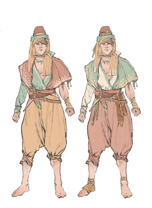 parrunian villager garment designs - scholars, shepherds, sailors, luthiers, masons - but all musicians. #characterdesign 