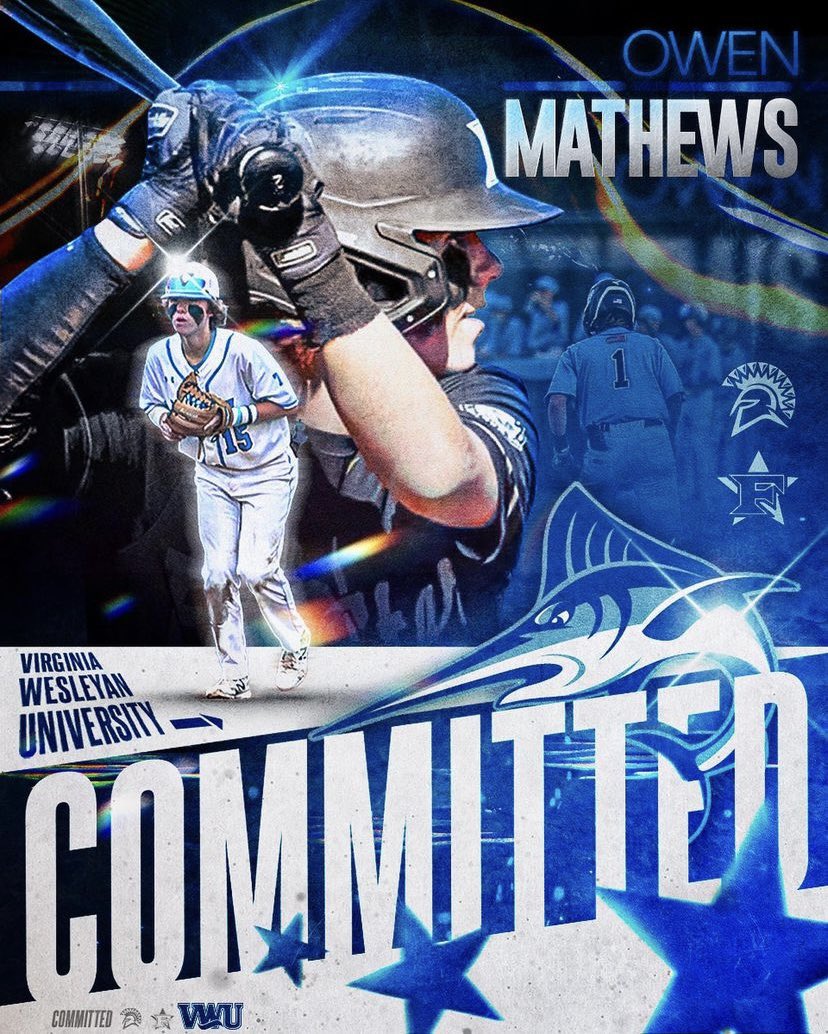 OwenMathews19's tweet photo. I am super excited to announce my decision to further my academic and baseball career at Virginia Wesleyan University! I would like to THANK all my Family, Friends, Teachers and Coaches that have gotten me to this point!!!!
GO MARLINS 🐬🐬🐬 @41Butler @VWU_BSB 
#steelestrong https://t.co/0ozldVhBjR