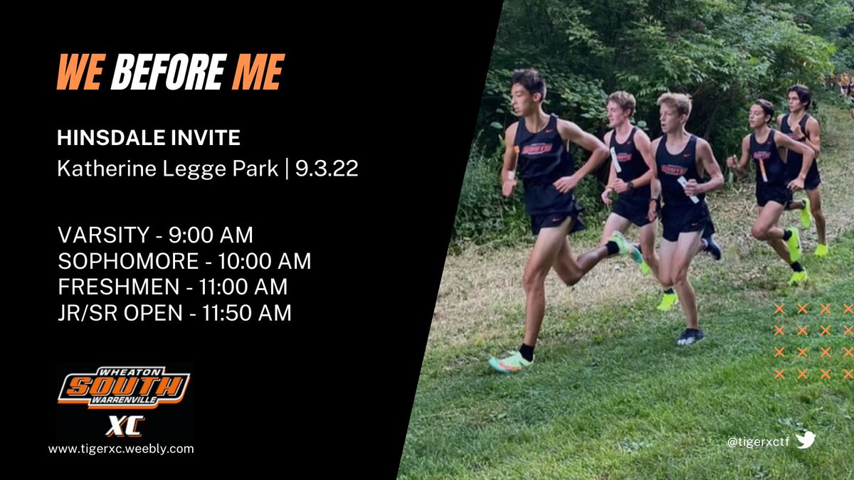 wwsXCTF's tweet photo. Tigers are at Hinsdale Invite tomorrow! #PackInBlack 

Live results at https://t.co/uU1QD4TB1m https://t.co/lQswlO2r7d