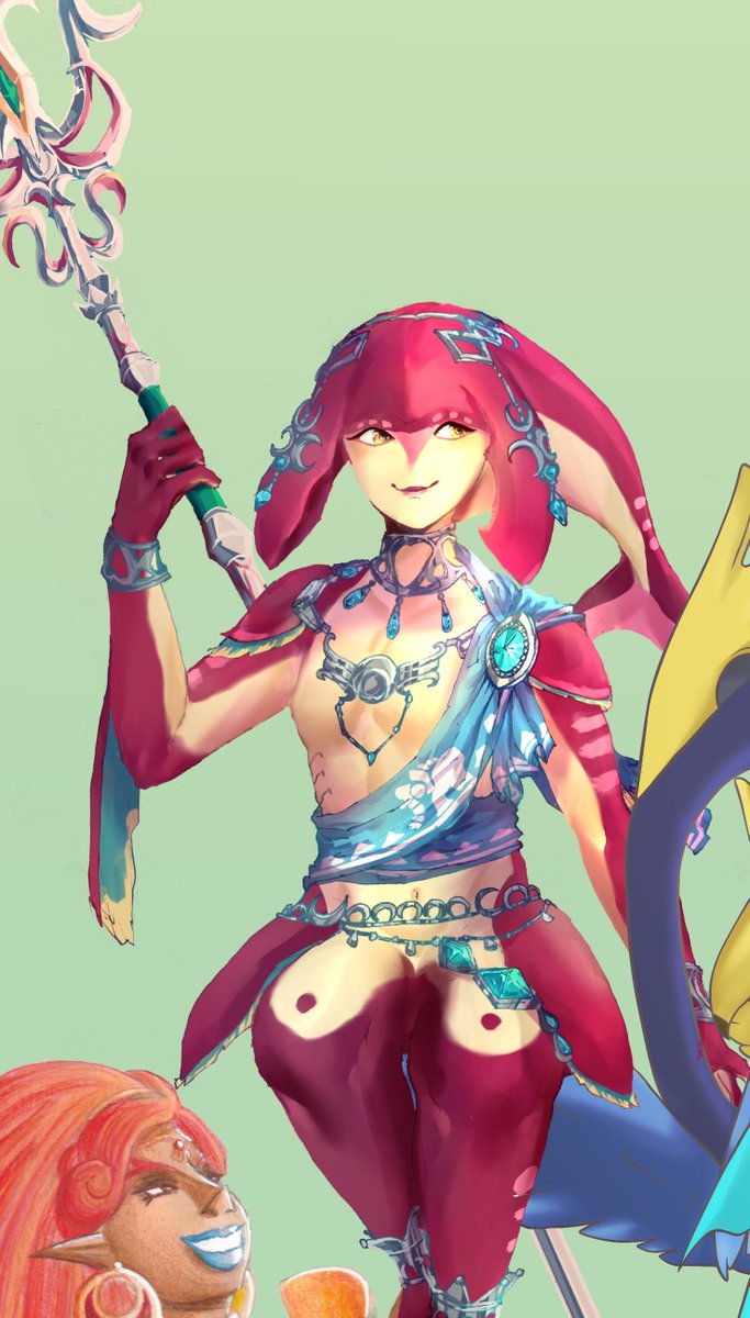 Skeletshoo's tweet photo. Ma participation à une frise zelda botw ^-^)/  J'ai eu la chance de pouvoir faire mipha et une collab!! #ZeldaBreathoftheWild https://t.co/TwEJPkY64M