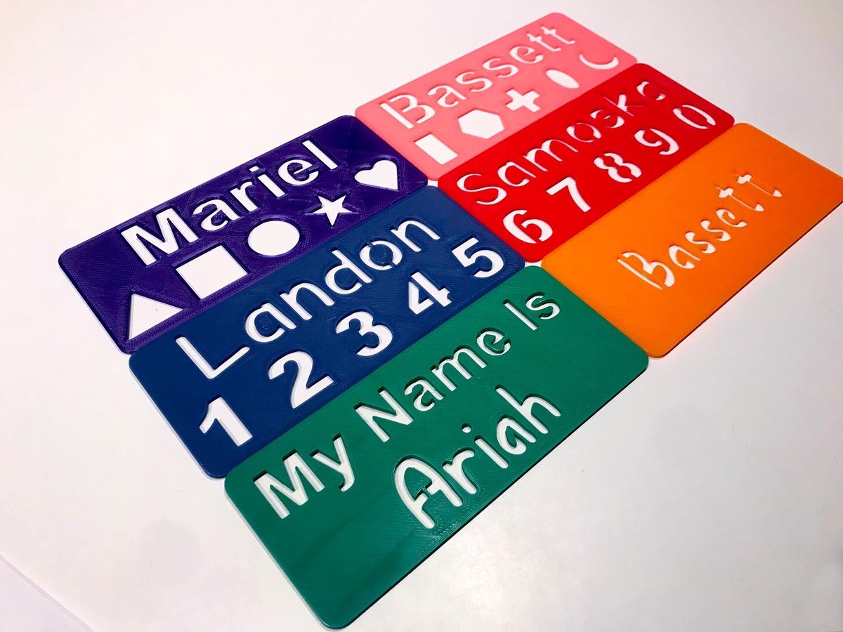 BassettDesigns's tweet photo. New product: Custom name stencils. Perfect for children learning their names or a fun, personalized art tool

Customize and purchase yours today!

https://t.co/791a3YauvF

#3dprinting #3dprinting #etsy #etsyshop #art #artsupplies #kidsart #colorfull #printables #smallbusiness https://t.co/19k9ouMkfF