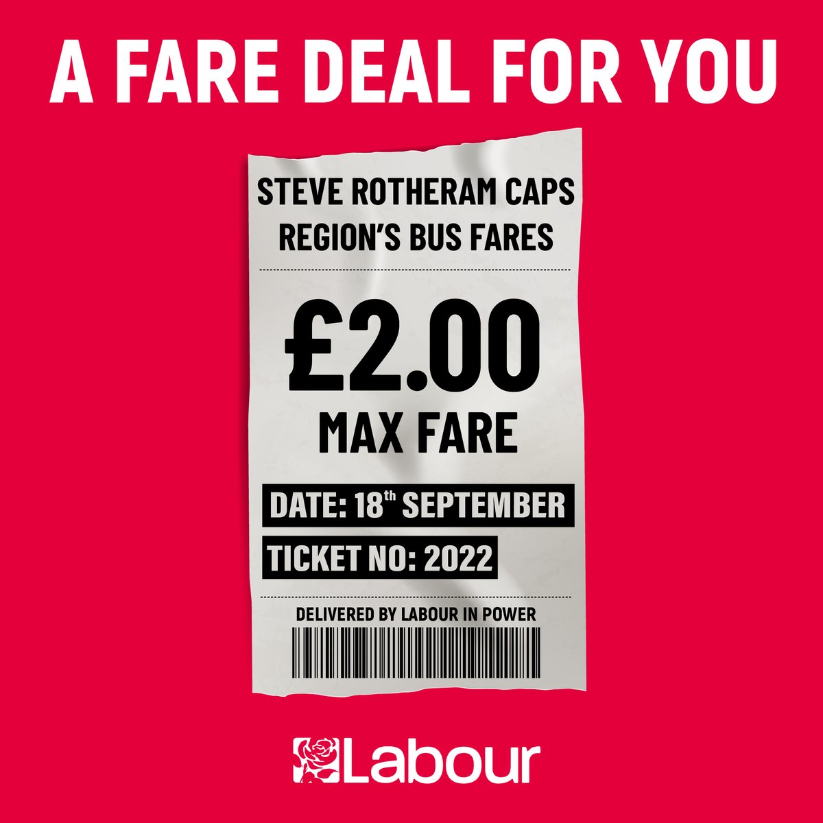 MetroMayorSteve's tweet photo. From the 18th September, nobody will pay more than £2 for a single bus journey.

That's the difference Labour in power makes. https://t.co/m1sEZl84iR