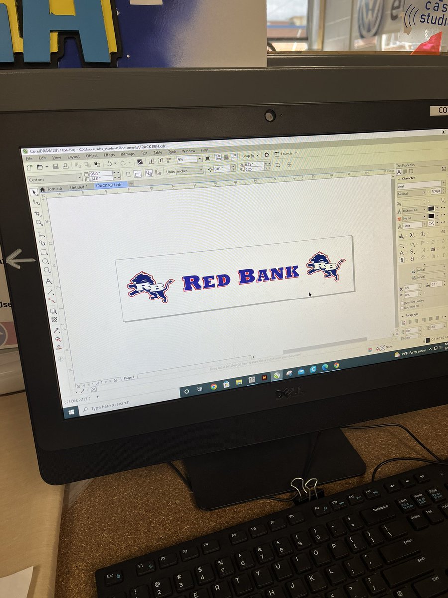CoachRLay's tweet photo. What’s Coach up to today? Making a banner in the @rbVWeLab! #rbhsxc https://t.co/ApWjrjRynb