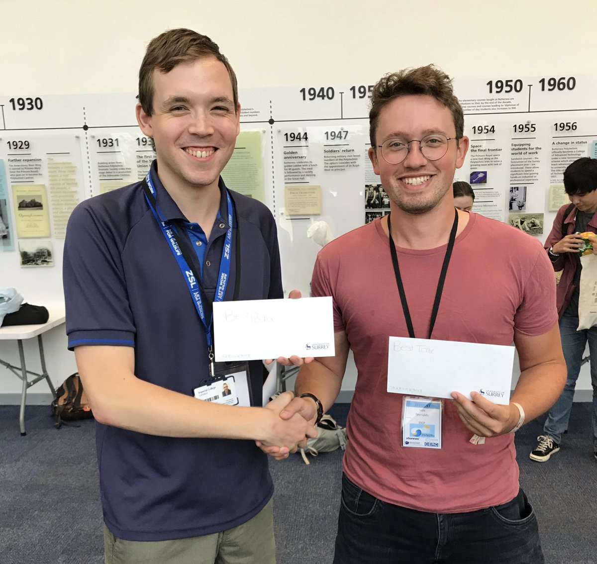 SSCP_DTP's tweet photo. Congratulations to @henry_grub and @JoshJRey for winning best poster and best talk as voted by the students at the @JointDTPCon today! @The_ScienceCat also took best talk from the pro judges. Thank you to all the organisers of the conference from the last two days 🎉🌳 https://t.co/MfPIjFeJEt