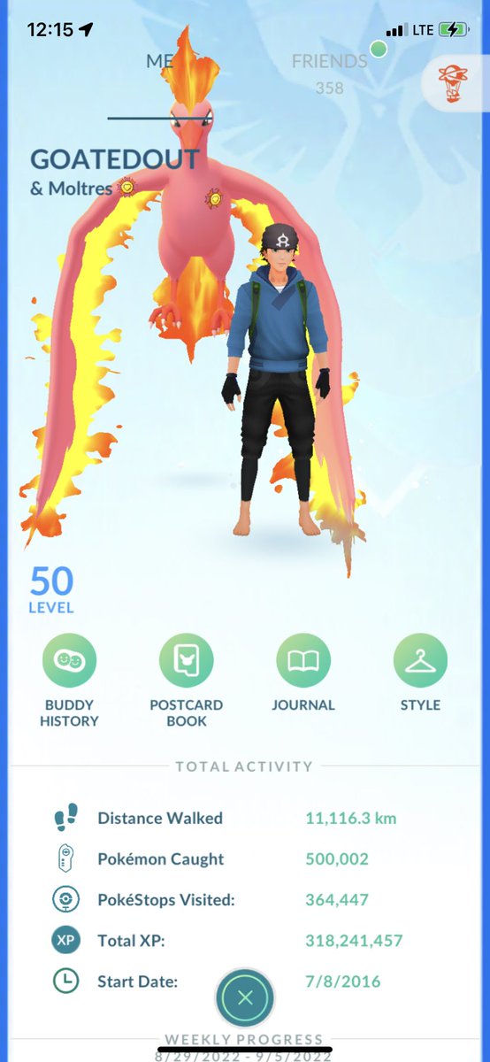 GOATEDOUTgo's tweet photo. 500k catches! #pokemongo https://t.co/FNEYuUzlBD