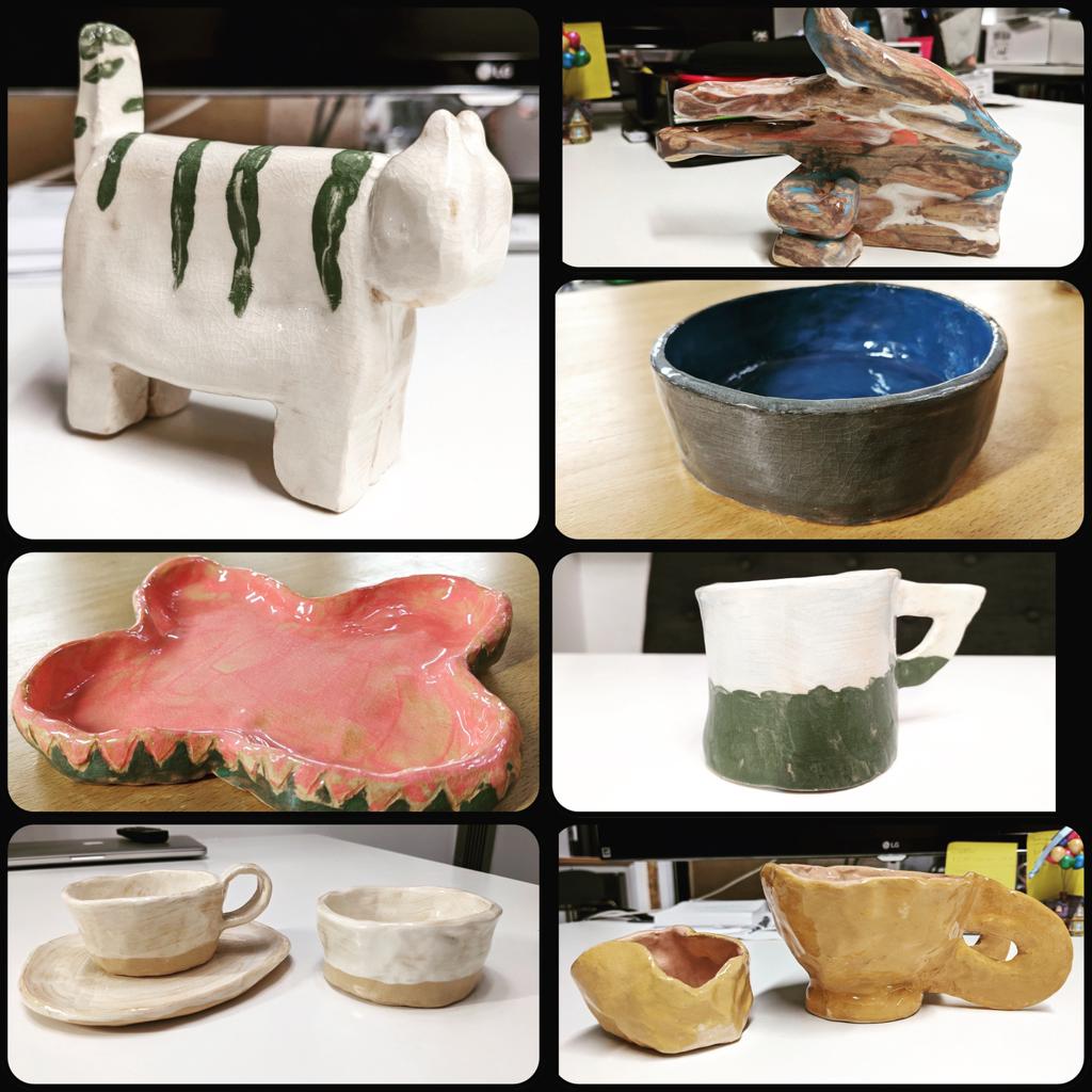 PicturesRocking's tweet photo. They’re here! After being fired and glazed to perfection, our creations from our ceramics class have arrived. Considering we’re not experts, we think we did a pretty good job. What do you think?
 
#ceramics #teambuilding https://t.co/5Es1mXe9lw
