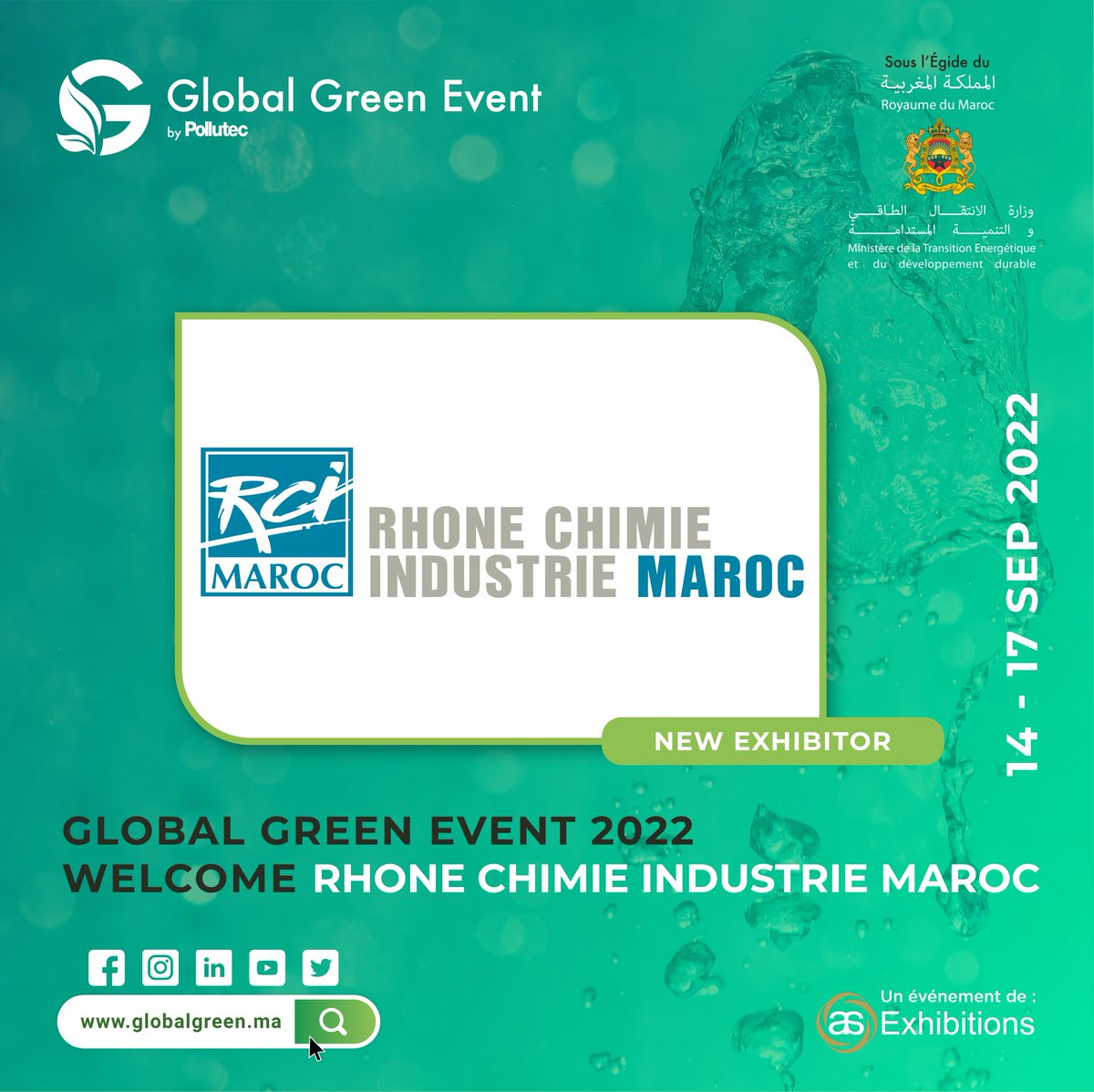 Global Green Event (@pollutecmaroc) on Twitter photo We are glad to present you RHONE CHIMIE INDUSTRIE MAROC , our new exhibitor on the Global Green Event by Pollutec #GGE - from ππ ππ¨ ππ πππ©πππ¦πππ« ππππ at the MOHAMMED VI Exhibition Centre ( in front of the Mazagan Beach Resort)
badge.globalgreen.ma
#pollutec We are glad to present you RHONE CHIMIE INDUSTRIE MAROC , our new exhibitor on the Global Green Event by Pollutec #GGE - from ππ ππ¨ ππ πππ©πππ¦πππ« ππππ at the MOHAMMED VI Exhibition Centre ( in front of the Mazagan Beach Resort)
badge.globalgreen.ma
#pollutec