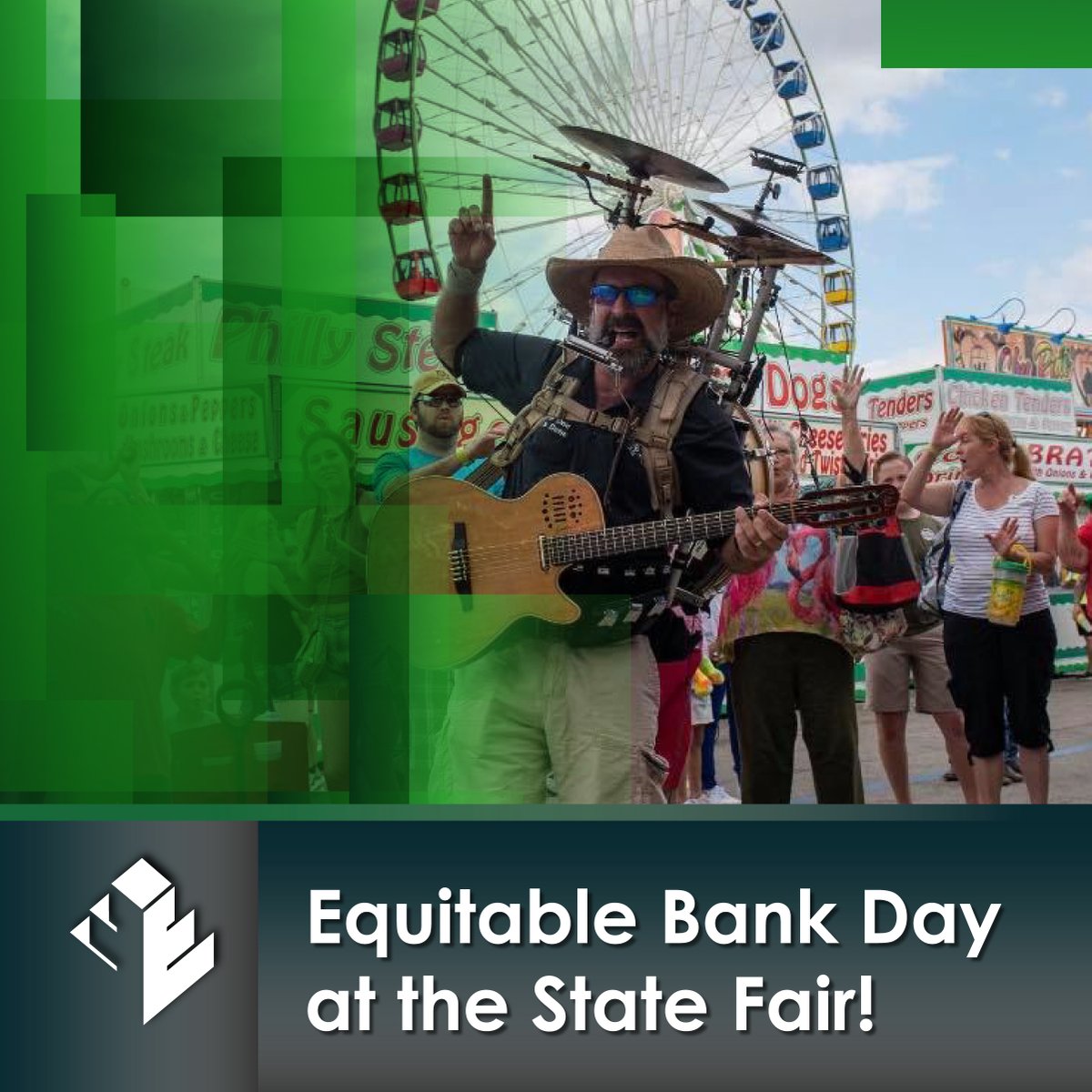 BankEquitable's tweet photo. Today is Equitable Bank Day at the Nebraska State Fair! Come out and see what the fair all has to offer and enjoy our signature cocktail, the Equitable Elixir, available at the Barn Bar, Beach Bar or Party Pit! #NEStateFair #FairFun https://t.co/MG0xmr2Xr9