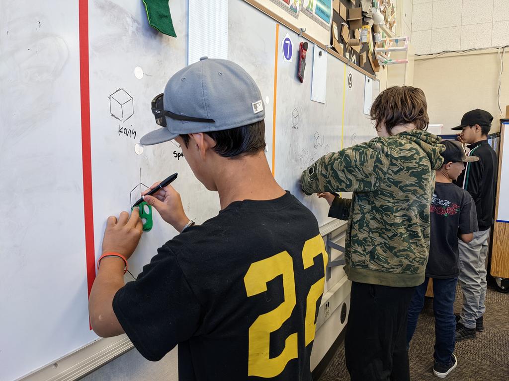 JT_MakerLab's tweet photo. Using @splat3d tools in a #thinking classroom to draw isometric cubes. First drawings! Next we'll draw on paper. https://t.co/9Yx1XIX6pZ