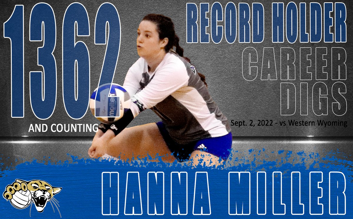 🚨PROGRAM RECORD🚨

Congrats to Barton Volleyball's Hanna Miller!

*With 21 digs in the Cougars' 3-0 win over Western Wyoming this morning, Hanna is now the program career dig leader with 1362 and counting!
#GoBarton #GoCougs