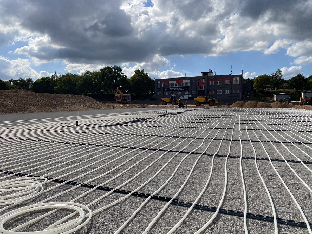 HSportsturf's tweet photo. Work progressing well @SheffieldUnited Training Ground

✅ Cut &amp; Fill Works
✅ Drainage &amp; Gravel Carpet
✅ Irrigation System
✅ Pitch Heating System
✅ Rooztone Application

#Sportsturf #Contractor #Turnkey #Solution #HybridGrass #GrassMax  #Training #Ground #SUFC 🔴⚪️🔴 https://t.co/5NtannC5SS
