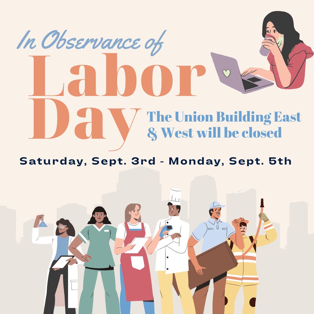 UTEPUnion's tweet image. Miners, The Union Building will close at 6 pm today and will be closed Saturday - Monday all day. We will resume normal business hours on Tuesday, September 6th. Go Miners!
#UTEP #UtepUnion #Miners