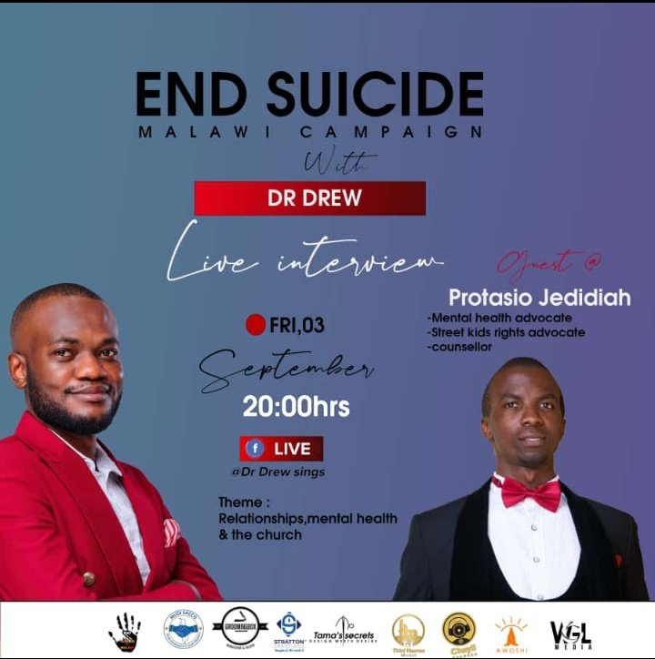 strattonbrandmw's tweet photo. The "END SUICIDE MALAWI CAMPAIGN" continuesππ
Join Dr Drew tonight on Facebook @Dr_Drew_Sings as he interviews Evangelist Protasio K Jedidiah
#end #endsuicidemalawi #Malawi #drdrewsings #strattonmw https://t.co/4dBYKexSLE